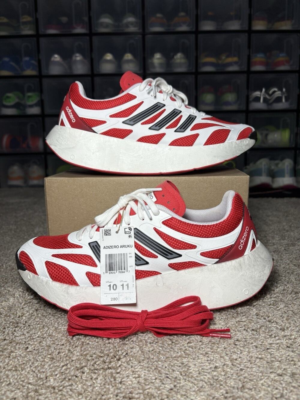 Adidas Men's Adizero Aruku White Pure Ruby [JI0308] Men's Size 10 NEW